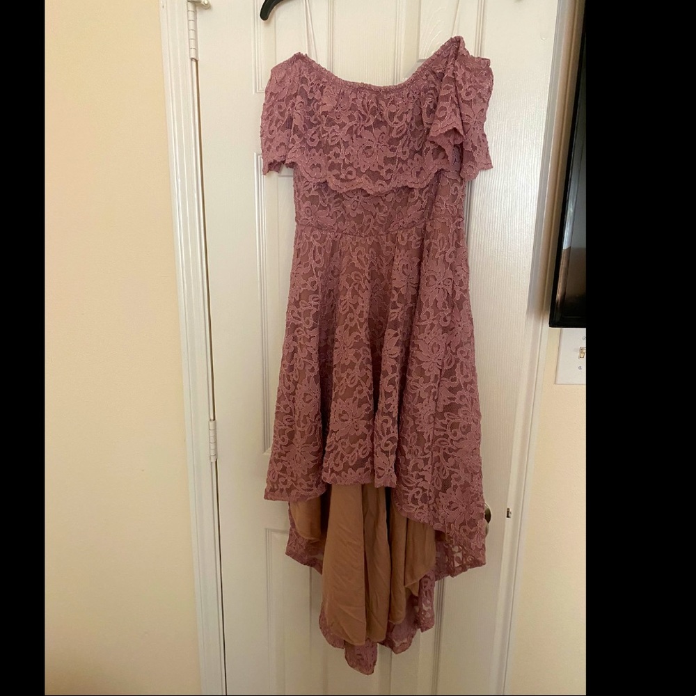 Windsor 1x mauve lace high low dress